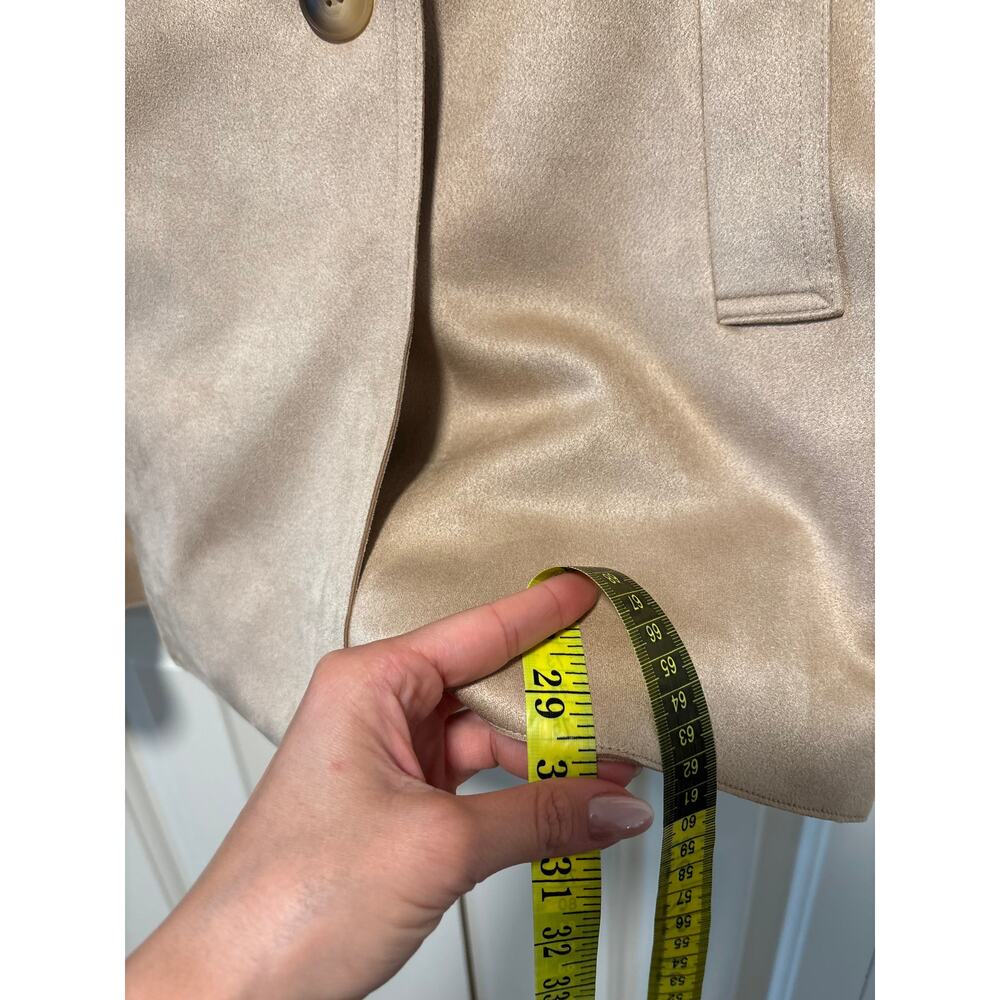 Bailey 44 Women's Taupe Faux Suede Double Breasted Trench Coat M - Picture 6 of 9
